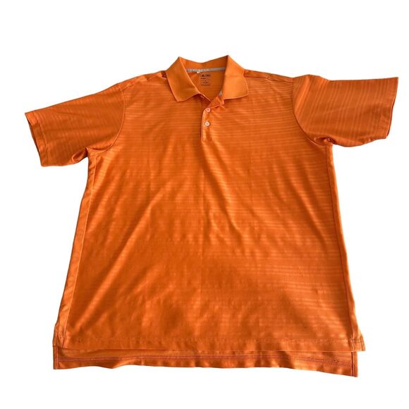 Adidas Men's Golf Polo Shirt Size XL Clima Cool Orange Stripe Causal - Picture 1 of 5